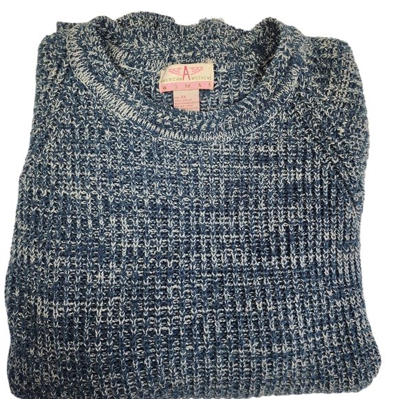 Vintage American Weekend Knit Sweater Womens 2XL Blue & White - Picture 2 of 8